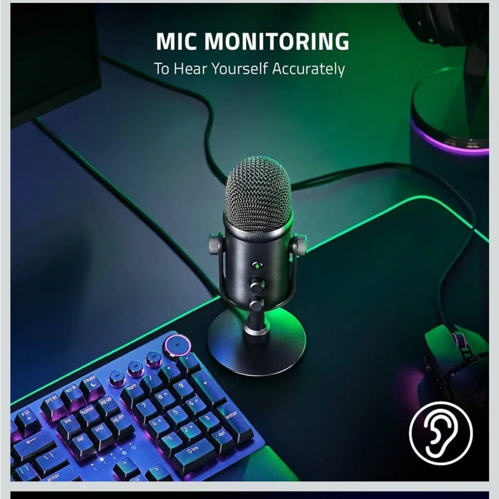 New! Onn USB Dual Pattern Microphone Volume/Mute controls & 3.5mm Headphone jack